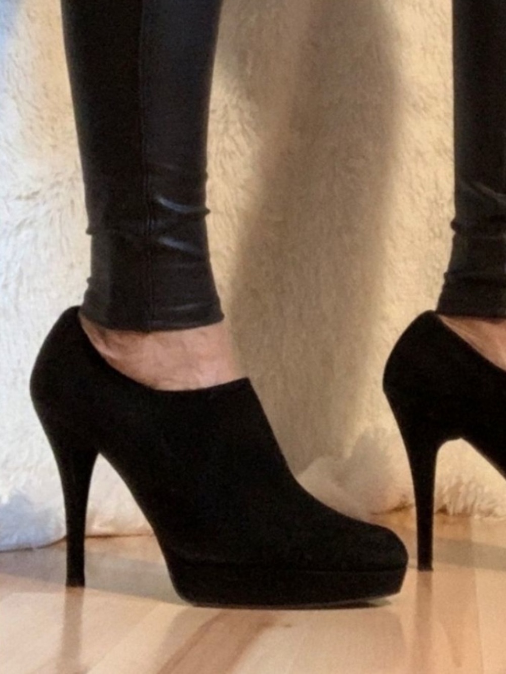 Stuart Weitzman Holdme Black Suede Platform Ankle Boot/Shootie, 9.5